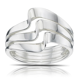 Sterling Silver Triple Wave Ring Size L