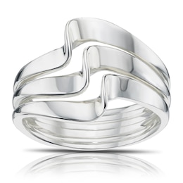 Sterling Silver Triple Wave Ring Size P