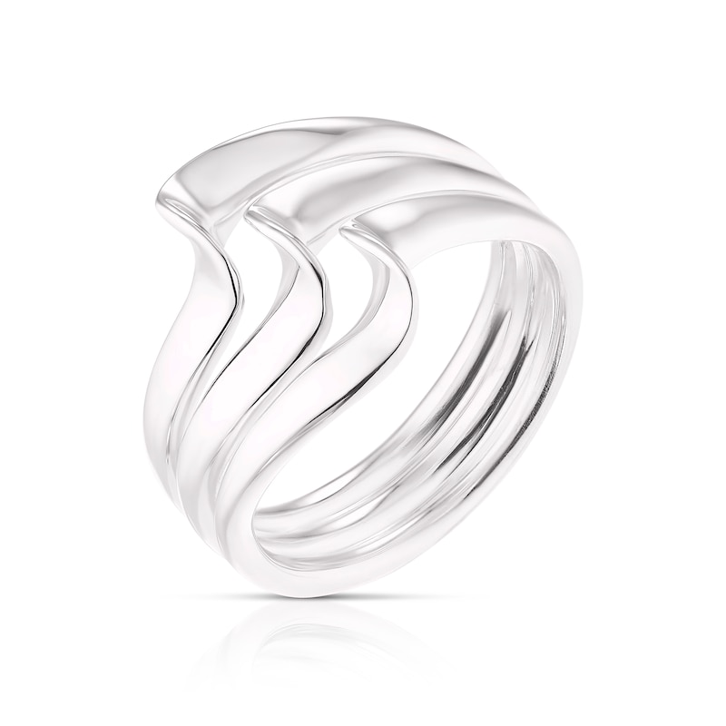 Main Image 2 of Sterling Silver Triple Wave Ring Size P