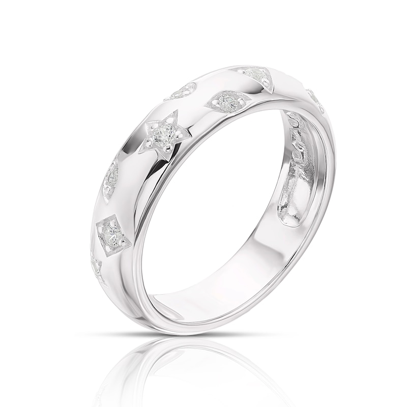 Main Image 2 of Sterling Silver & Cubic Zirconia Scatter Ring Size L