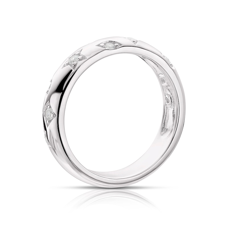 Main Image 3 of Sterling Silver & Cubic Zirconia Scatter Ring Size L