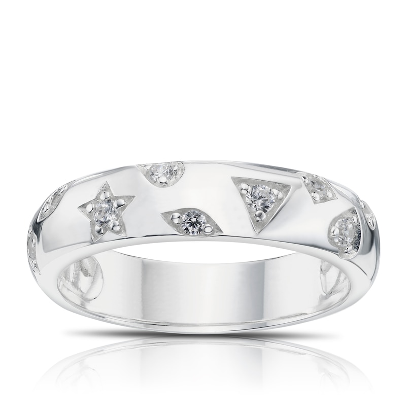 Main Image 1 of Sterling Silver & Cubic Zirconia Scatter Ring Size N