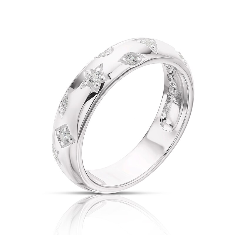 Main Image 2 of Sterling Silver & Cubic Zirconia Scatter Ring Size N