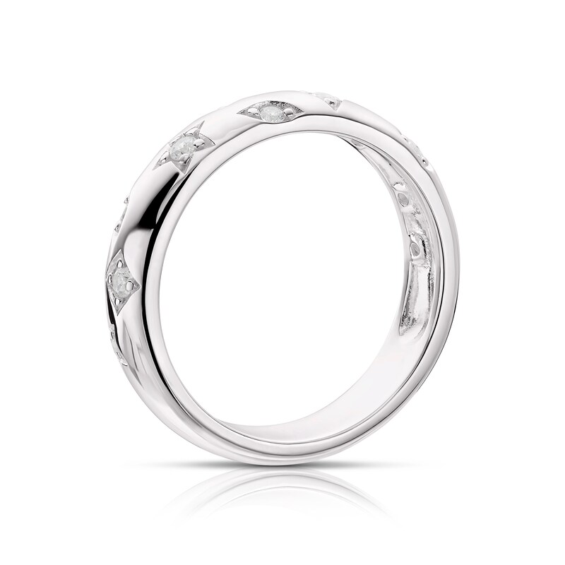 Main Image 3 of Sterling Silver & Cubic Zirconia Scatter Ring Size N