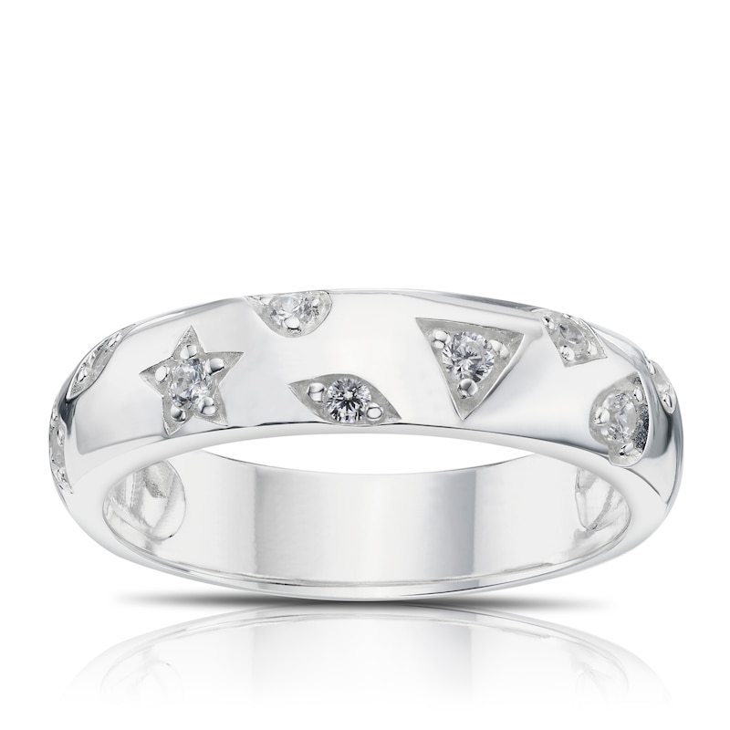 Main Image 1 of Sterling Silver & Cubic Zirconia Scatter Ring Size P