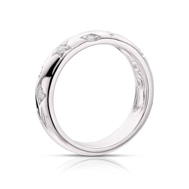 Main Image 3 of Sterling Silver & Cubic Zirconia Scatter Ring Size P