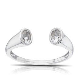 Sterling Silver & Cubic Zirconia Open Ring Size L