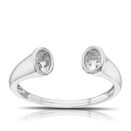 Sterling Silver & Cubic Zirconia Open Ring Size P