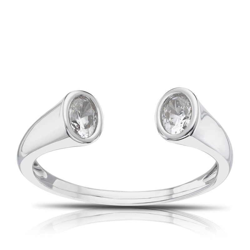 Main Image 1 of Sterling Silver & Cubic Zirconia Open Ring Size P