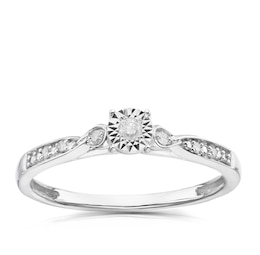 9ct White Gold Diamond Illusion Set Solitaire Ring