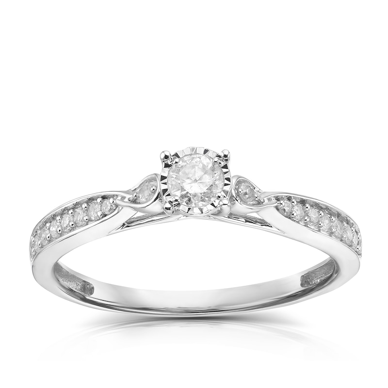 Main Image 1 of 9ct White Gold 0.20ct Total Diamond Solitaire Ring