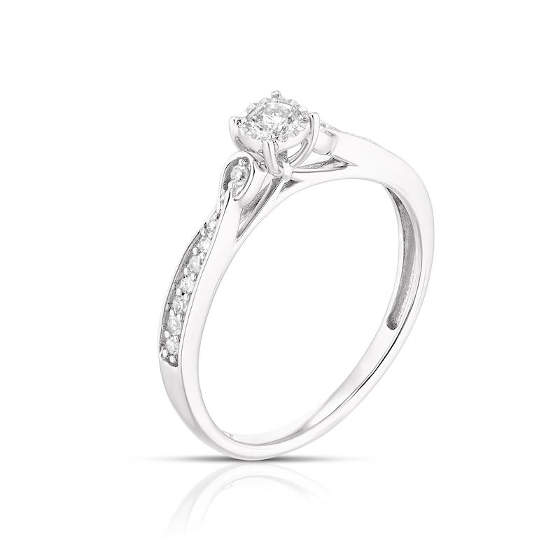 Main Image 2 of 9ct White Gold 0.20ct Total Diamond Solitaire Ring