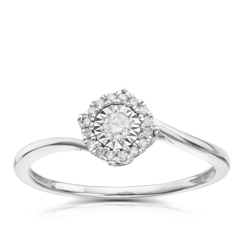 Main Image 1 of Sterling Silver 0.10ct Diamond Total Illusion Set Solitaire Ring