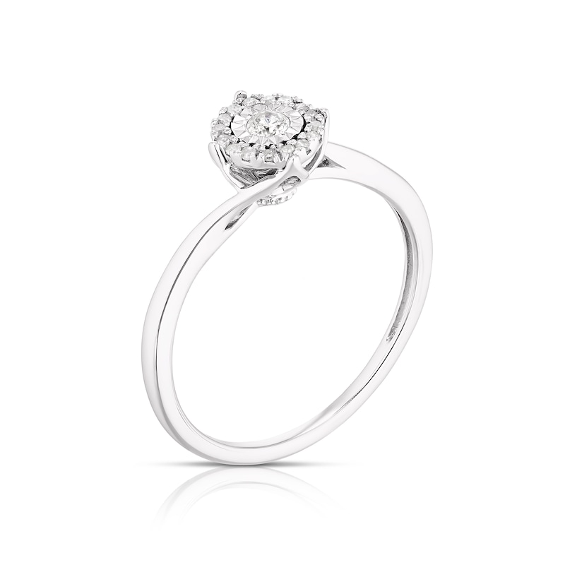 Main Image 2 of Sterling Silver 0.10ct Diamond Total Illusion Set Solitaire Ring