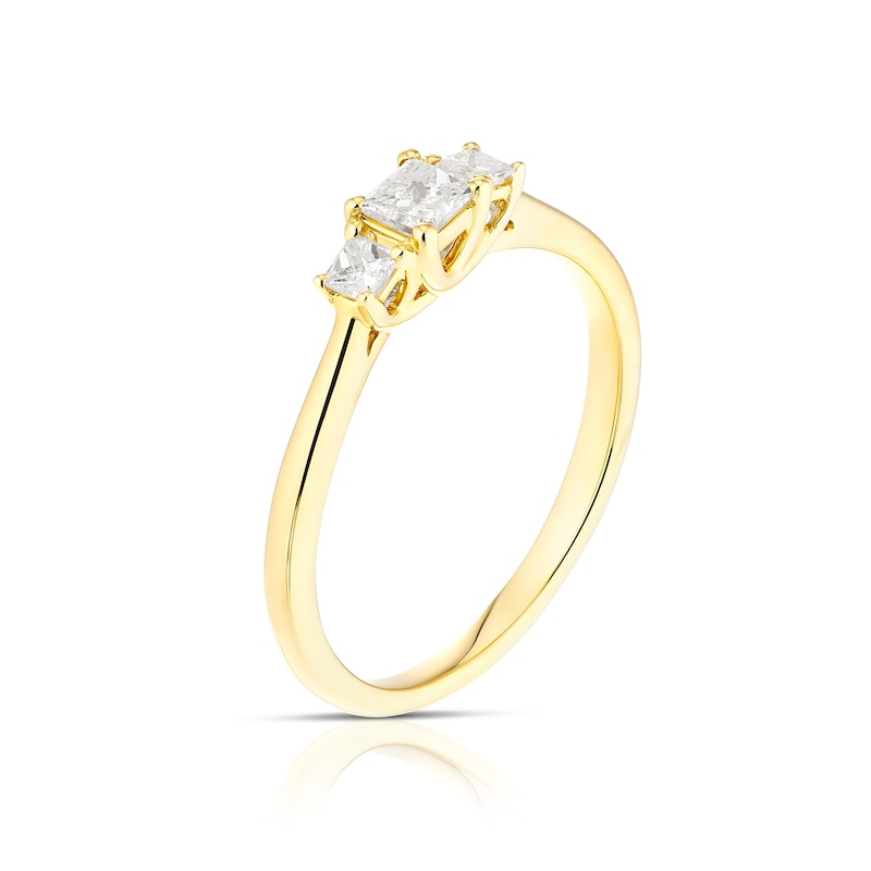 Main Image 2 of 9ct Yellow Gold 0.33ct Diamond Princess Cut Trilogy Ring