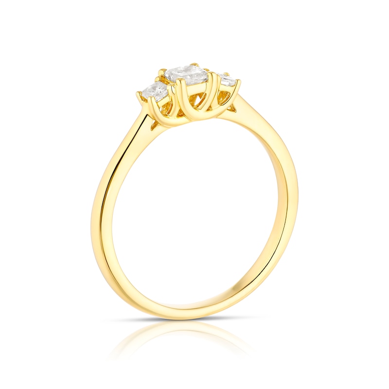 Main Image 3 of 9ct Yellow Gold 0.33ct Diamond Princess Cut Trilogy Ring