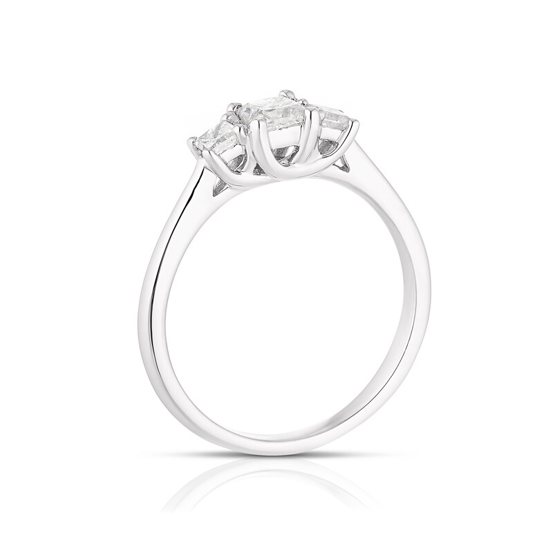 9ct White Gold 0.50ct Diamond Princess Cut Trilogy Ring