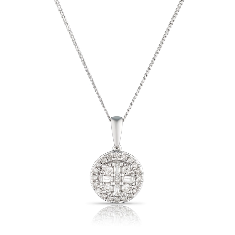 Main Image 1 of 9ct White Gold 0.25ct Diamond Total Cluster Pendant