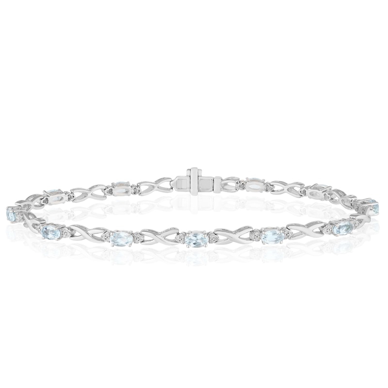 Silver Aquamarine Diamond Bracelet 