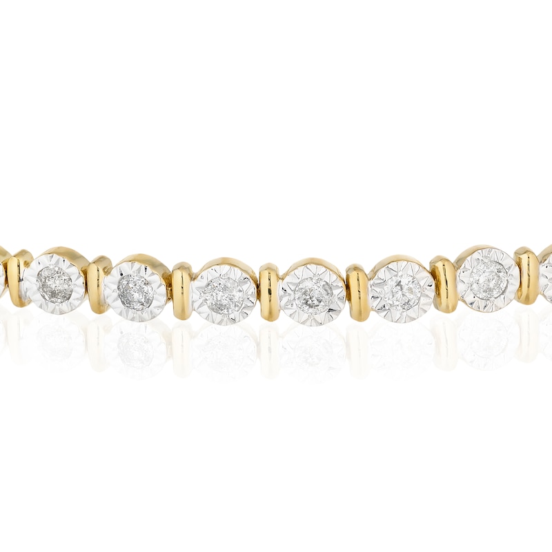 9ct Yellow Gold 2ct Diamond Illusion Set Tennis Bracelet