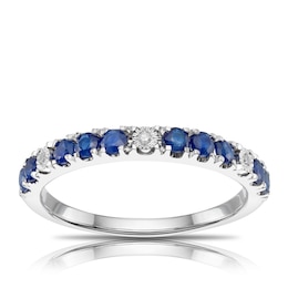 9ct White Gold Blue Sapphire & Diamond Eternity Ring