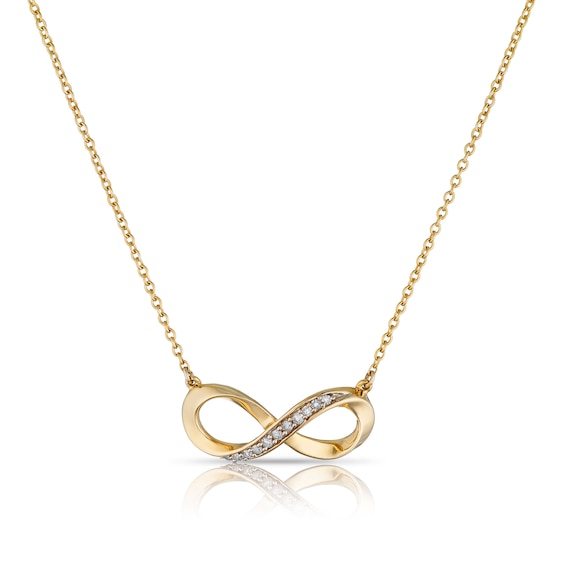 9ct Yellow Gold 0.05ct Diamond Twist Infinity Pendant