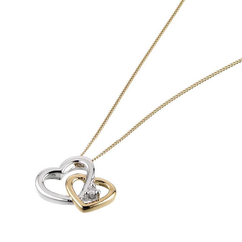9ct Yellow Gold Diamond Heart Pendant H.Samuel