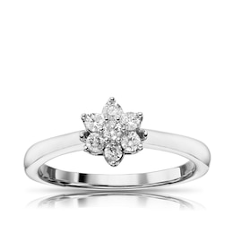 9ct White Gold 0.25ct Diamond Total Flower Cluster Ring