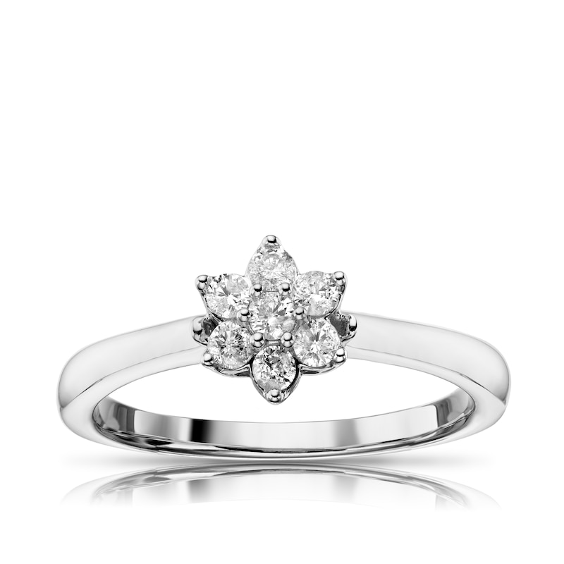 Main Image 1 of 9ct White Gold 0.25ct Diamond Total Flower Cluster Ring