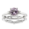 Thumbnail Image 1 of Perfect Fit 9ct White Gold 0.12ct Diamond & Rose De France Amethyst Bridal Set