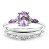 Thumbnail Image 1 of Perfect 9ct White 0.12ct Diamond & Rose De France Amethyst Oval Bridal Set