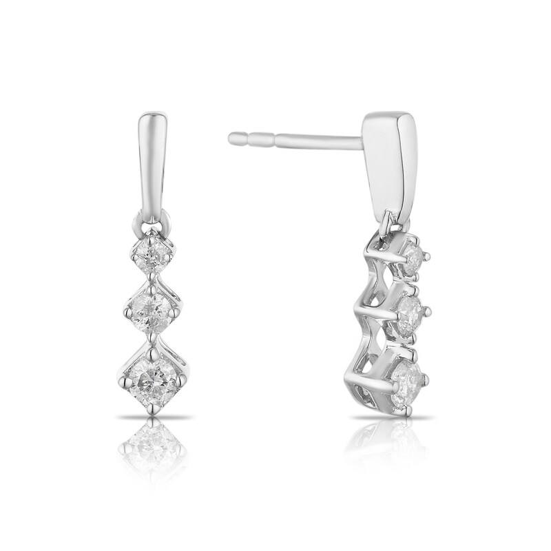 9ct White Gold 0.20ct Diamond Triple Drop Earrings