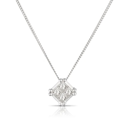 9ct White Gold 0.25ct Diamond Total Square Necklace
