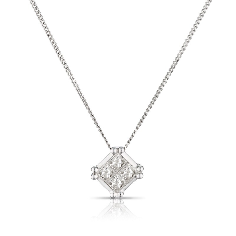 Main Image 1 of 9ct White Gold 0.25ct Diamond Total Square Necklace