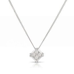 9ct White Gold 0.33ct Diamond Total Square Necklace