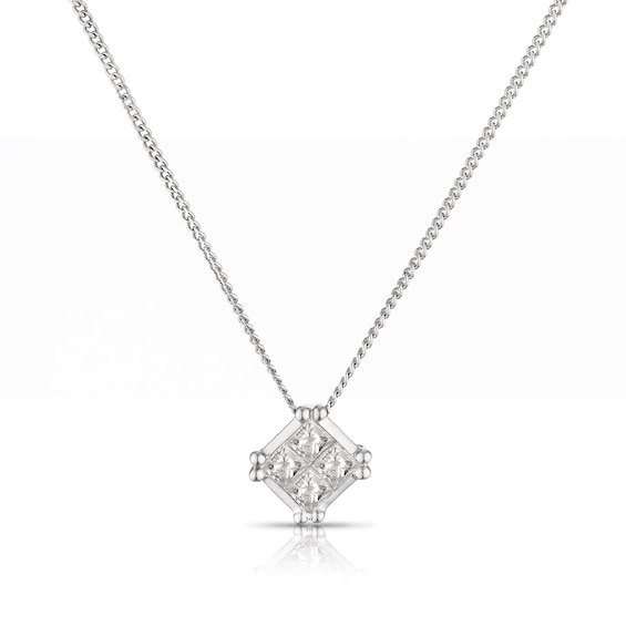 9ct White Gold 0.33ct Diamond Total Square Necklace