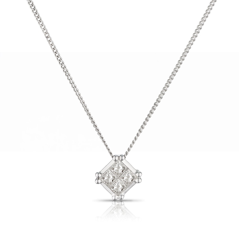 Main Image 1 of 9ct White Gold 0.33ct Diamond Total Square Necklace
