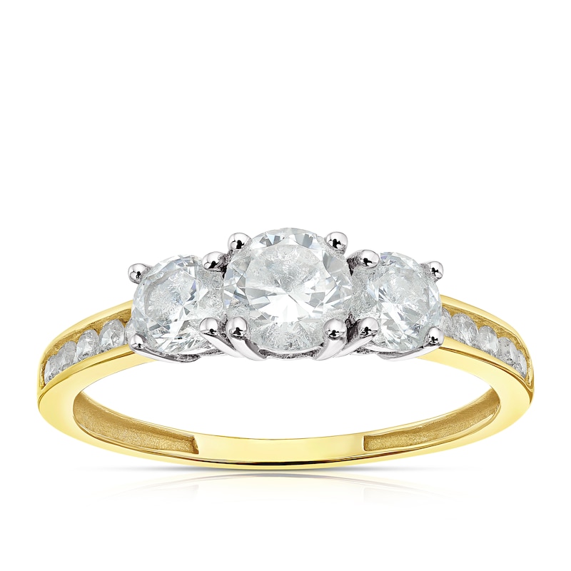 9ct Yellow Gold Cubic Zirconia Trilogy Ring