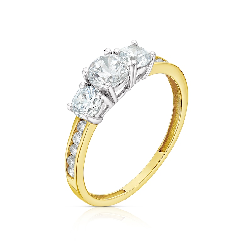 Main Image 2 of 9ct Yellow Gold Cubic Zirconia Trilogy Ring