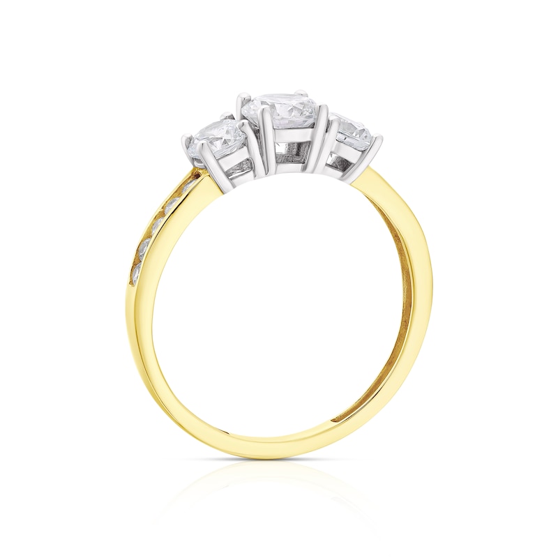 Main Image 3 of 9ct Yellow Gold Cubic Zirconia Trilogy Ring