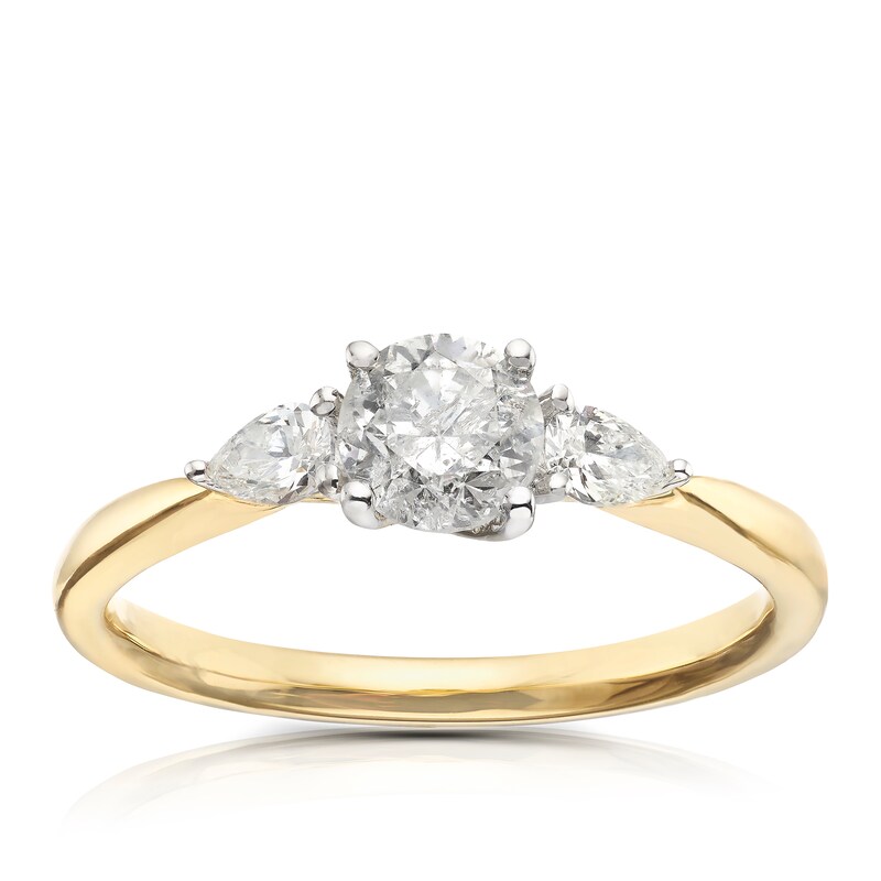 18ct Yellow Gold 0.66ct Total Diamond Trilogy Ring