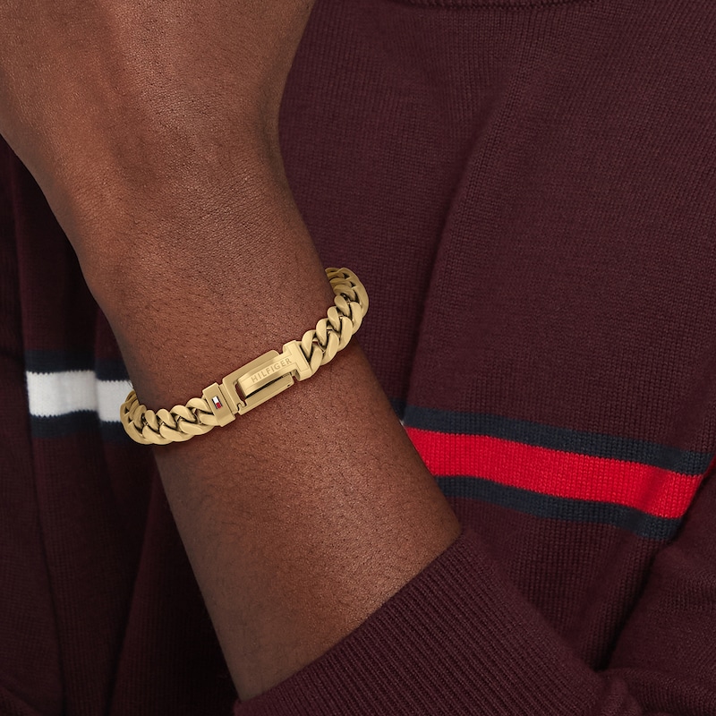 Main Image 2 of Tommy Hilfiger Men's Gold Tone IP Curb Chain Bracelet