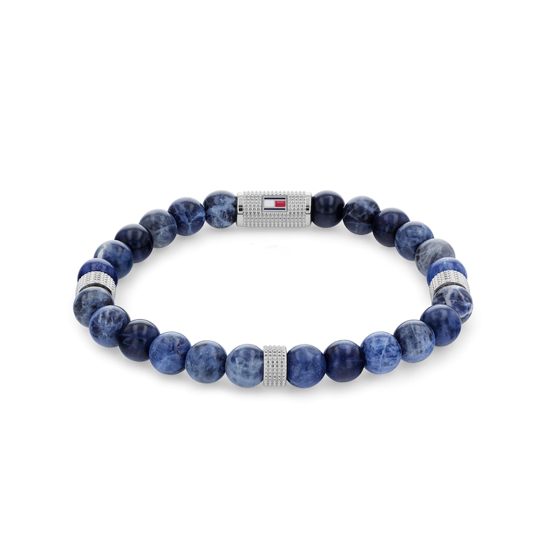 Tommy Hilfiger Men's Blue Beaded Monogram Bracelet