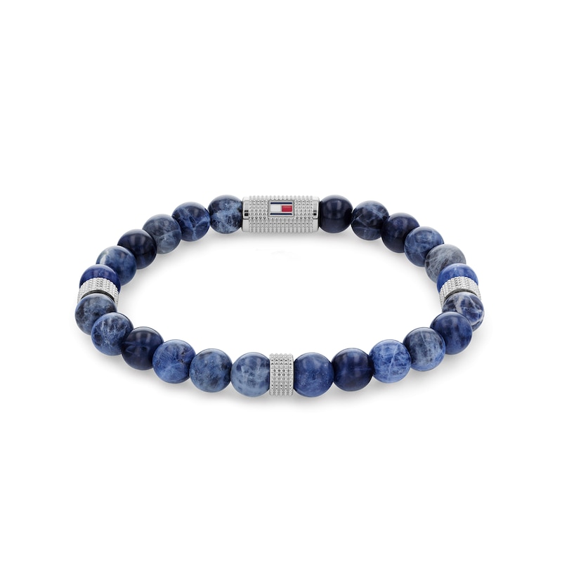 Main Image 1 of Tommy Hilfiger Men's Blue Beaded Monogram Bracelet