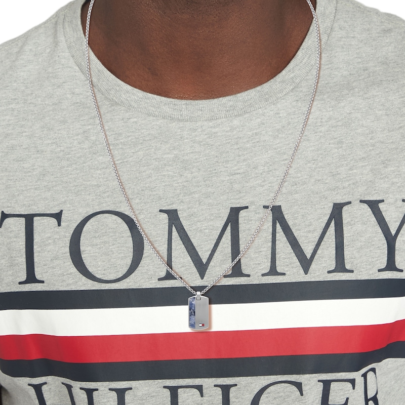 Tommy Hilfiger Men's Stainless Steel & Sodalite Dog Tag