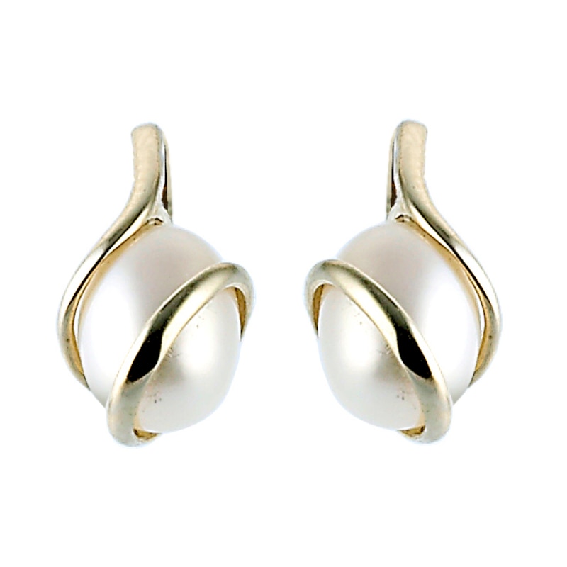 Main Image 1 of 9ct Yellow Gold Cultured Freshwater Pearl Earrings