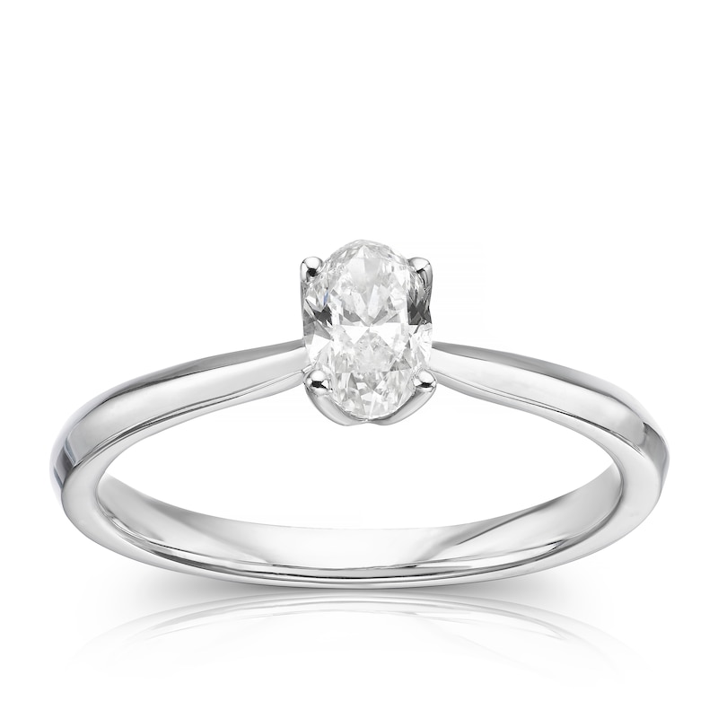 Main Image 1 of 18ct White Gold 0.40ct Oval Cut Solitaire Ring
