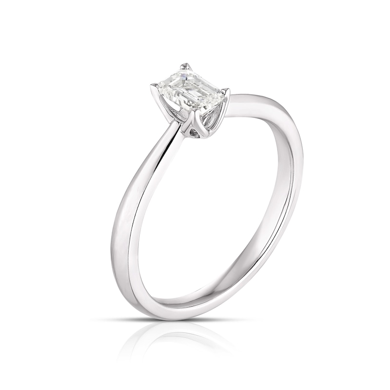 Main Image 2 of 18ct White Gold 0.40ct Emerald Cut Solitaire Ring