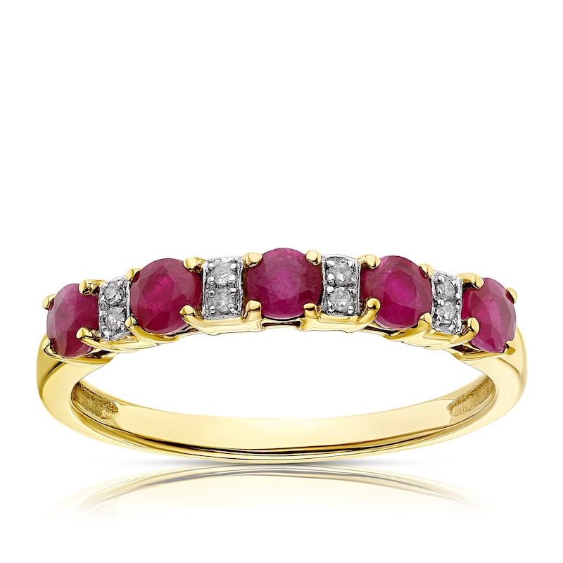 Main Image 1 of 9ct Yellow Gold Ruby & Diamond Ring