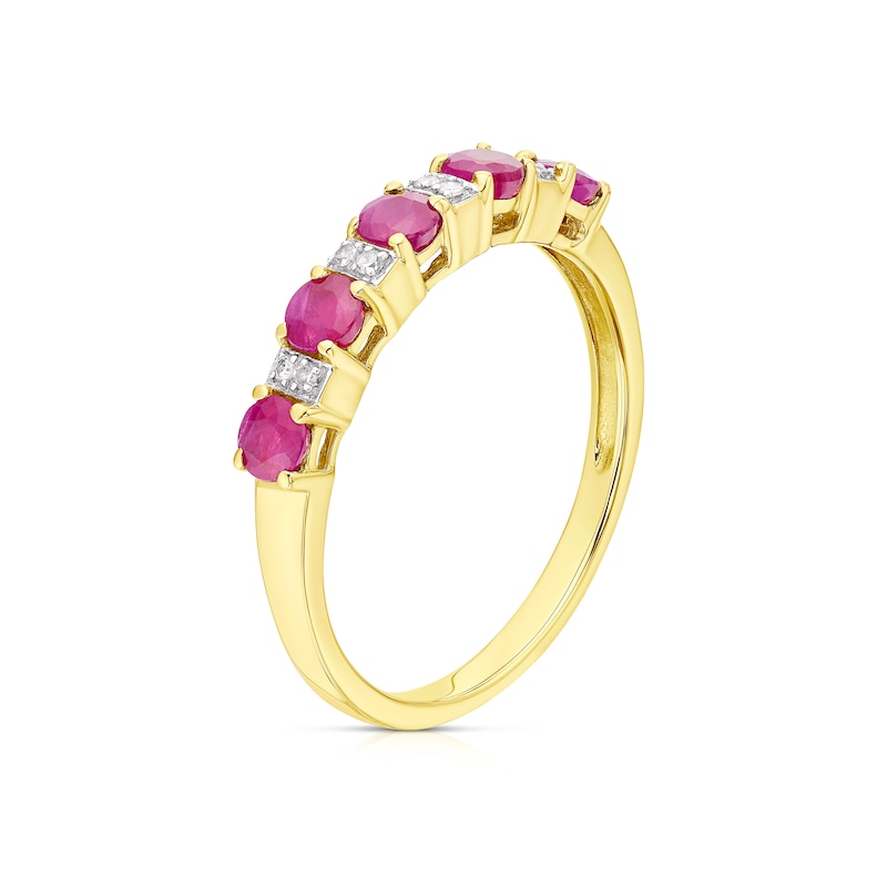 Main Image 2 of 9ct Yellow Gold Ruby & Diamond Ring